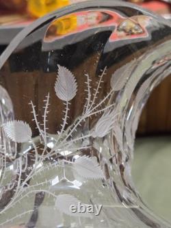 Big Antique Rare Signed Hawkes American Brilliant Cut Flower Glass Pitcher Ewer