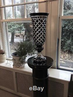 Bill Healy Crystal Black Cut to Clear 21 Vase / Ex. Waterford Master Cutter NJ