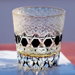 Black Edo Kiriko Drinking Glass New Style Hand Cut Crystal Whisky Cup 11oz