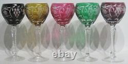 Bleikristall Anna Hutte Cut to Clear Faceted Stem Set of 5 Wine Glasses 8¼