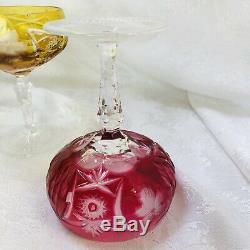 Bleikristall Cut To Clear Vintage Wine or Sherbet Crystal Stems Multi Color AJKA