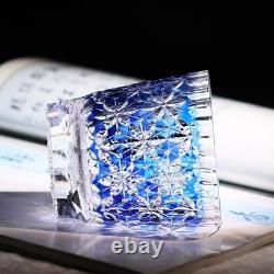 Blue Cut-to-Clear Lead Crystal Old Fashioned Glass Edo Kiriko Tumbler 330ml