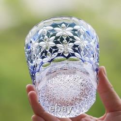 Blue Cut-to-Clear Lead Crystal Old Fashioned Glass Edo Kiriko Tumbler 330ml