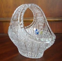 Bohemia Crystal Basket, Queen-lace Hand-cut, 8 Wide and 8 Tall