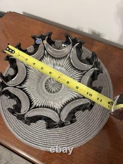 Bohemia Crystal Black & Clear Diadem Crown Cut Glass Bowl Czech 10.5 x 4.25