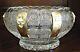 Bohemia Crystal Bowl with Gold Stripes & Painting, 10 Wide, hand cut, Queenlace