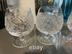 Bohemia Crystal Brandy Snifter Cut Glass Star/ Fan Design Cognac, Set Of 4