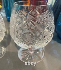 Bohemia Crystal Brandy Snifter Cut Glass Star/ Fan Design Cognac, Set Of 4