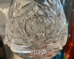 Bohemia Crystal Brandy Snifter Cut Glass Star/ Fan Design Cognac, Set Of 4