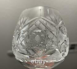 Bohemia Crystal Brandy Snifter Cut Glass Star/ Fan Design Cognac, Set Of 4