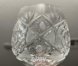 Bohemia Crystal Brandy Snifter Cut Glass Star/ Fan Design Cognac, Set Of 4
