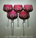 Bohemia Crystal Cut To Clear Cranberry/ Red Wine Hock Glasses Set Of 5 7 2/3