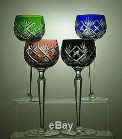 Bohemia Crystal Cut To Clear Wine Hock Glasses Set Of 4 7 7/8