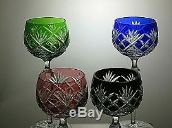 Bohemia Crystal Cut To Clear Wine Hock Glasses Set Of 4 7 7/8