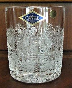 Bohemia Crystal Hand Cut set of 6 Tumble Glasses, Queen-lace Cut, Czech Republic