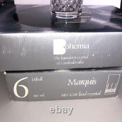 Bohemia Crystal Marquis Highball 350ml Cut Lead Glass Set 6 Czechoslovakia GUC