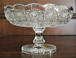 Bohemia Crystal Pedestal Bowl, 8 Wide, hand cut, Queenlace, From Czech Republic