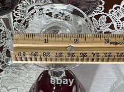 Bohemia Cut to Clear Glass 7 3/4 Set of 6 Amethyst Wine Glasses See Video