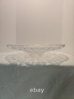 Bohemia Czech 24% Lead Crystal Large Round Bowl Hand Cut Queen Lace Glass 15.75