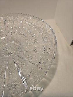 Bohemia Czech 24% Lead Crystal Large Round Bowl Hand Cut Queen Lace Glass 15.75