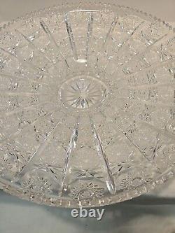 Bohemia Czech 24% Lead Crystal Large Round Bowl Hand Cut Queen Lace Glass 15.75