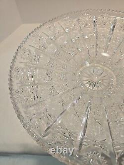 Bohemia Czech 24% Lead Crystal Large Round Bowl Hand Cut Queen Lace Glass 15.75