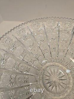 Bohemia Czech 24% Lead Crystal Large Round Bowl Hand Cut Queen Lace Glass 15.75