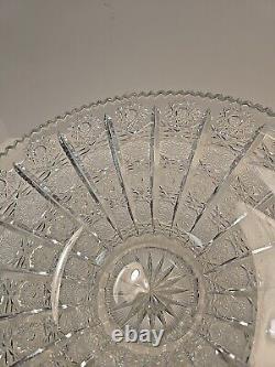 Bohemia Czech 24% Lead Crystal Large Round Bowl Hand Cut Queen Lace Glass 15.75