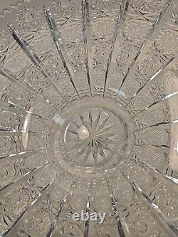 Bohemia Czech 24% Lead Crystal Large Round Bowl Hand Cut Queen Lace Glass 15.75