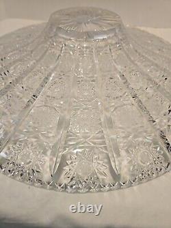 Bohemia Czech 24% Lead Crystal Large Round Bowl Hand Cut Queen Lace Glass 15.75