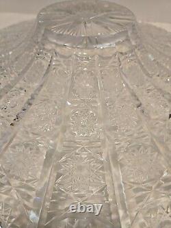 Bohemia Czech 24% Lead Crystal Large Round Bowl Hand Cut Queen Lace Glass 15.75