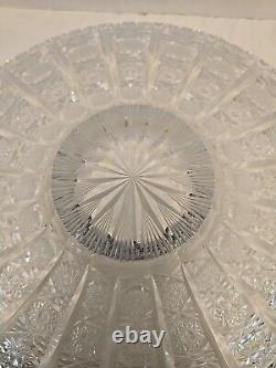 Bohemia Czech 24% Lead Crystal Large Round Bowl Hand Cut Queen Lace Glass 15.75