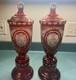 Bohemia Czech Cut To Clear Floral Ruby Red Crystal Glass Covered Urn 15.25