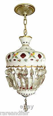 Bohemia Czech Moser hanging light chandelier- white cut to ruby