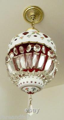 Bohemia Czech Moser hanging light chandelier- white cut to ruby