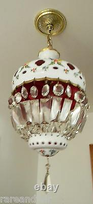 Bohemia Czech Moser hanging light chandelier- white cut to ruby