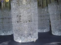 Bohemia Queen Lace Hand Cut 24% Lead Crystal Water Glass 12 Oz Mint 6 Pc