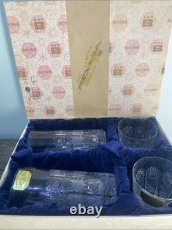 Bohemia Queen Lace Hand Cut 24% Lead Crystal Whiskey And Tumbler Set With Box