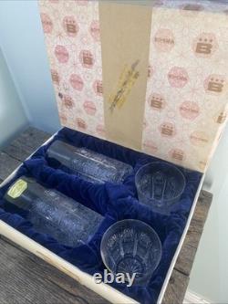 Bohemia Queen Lace Hand Cut 24% Lead Crystal Whiskey And Tumbler Set With Box