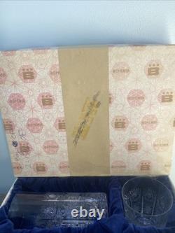 Bohemia Queen Lace Hand Cut 24% Lead Crystal Whiskey And Tumbler Set With Box