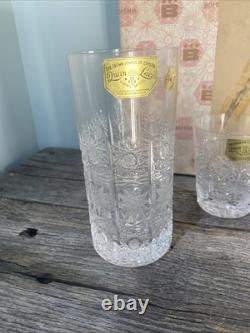 Bohemia Queen Lace Hand Cut 24% Lead Crystal Whiskey And Tumbler Set With Box