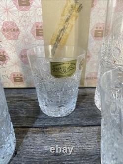 Bohemia Queen Lace Hand Cut 24% Lead Crystal Whiskey And Tumbler Set With Box
