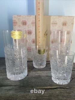 Bohemia Queen Lace Hand Cut 24% Lead Crystal Whiskey And Tumbler Set With Box