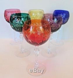 Bohemian 6 Cut to Clear Colored Wine Stems