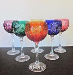 Bohemian 6 Cut to Clear Colored Wine Stems