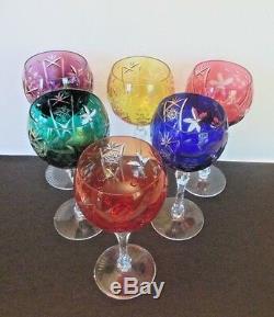 Bohemian 6 Cut to Clear Colored Wine Stems