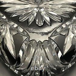 Bohemian Black Onyx Cut to Clear Crystal Sawtooth Bowl Ashtray Czech Republic