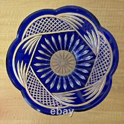 Bohemian Bowl Cobalt Blue Cut Glass 24% Lead Crystal Serving Bowl / Fruit Bowl