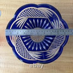 Bohemian Bowl Cobalt Blue Cut Glass 24% Lead Crystal Serving Bowl / Fruit Bowl