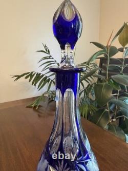 Bohemian Cobalt Blue Cut Crystal Decanter Medium Size and Brand New